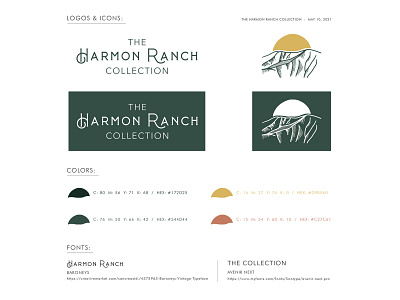 Brand Identity Package - Harmon Ranch art brand identity branding color palette construction custom dandyline creates dandyline designs development font graphic design green illustration logo logo design ranch sunrise typography vector yellow