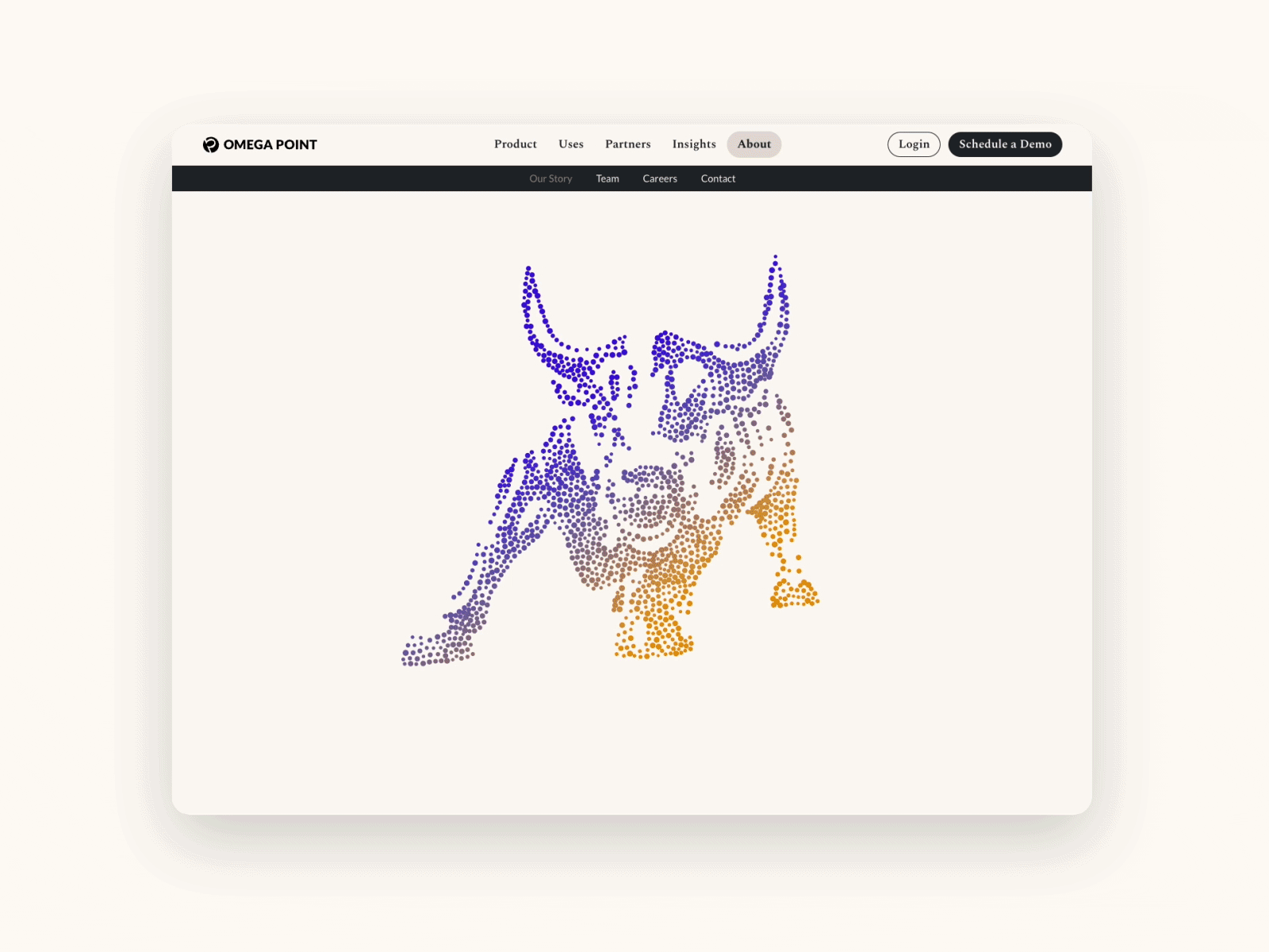 Omega Point: Branding, Webflow Website, Illustrations animation branding branding design bull cloud data financial app illustration investment minimalist neutral particles scroll animation ui ux webflow