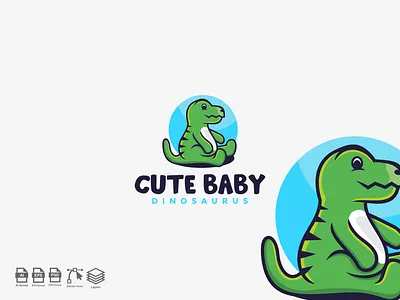 Baby dinosaur logo design set