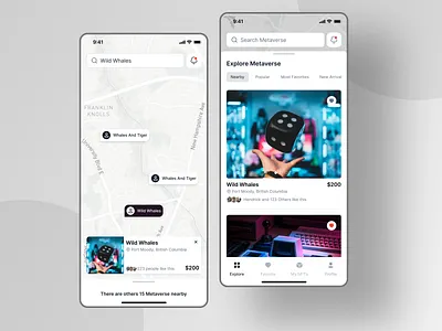 Metaverse Map Mobile App app clean concept design exploration map metaverse mobile nft simple ui