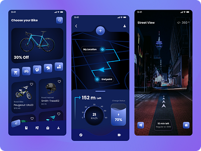 E- Bicycle Mobile App app bicycle bicycle shop bike app bike shop cycle rental cycle shop cycling app design e commerce e commerce app e cycle electric bicycle electric cycle mobile app neon design store app ui design ux design