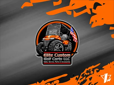 ECGC LLC big tires branding cart design designer electric flat design golf golfcart graphic design illustration logo logo design logo sport mascot ui vector