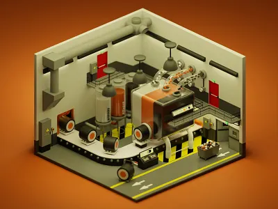 Maki factory 3d blender illustration isométrique render
