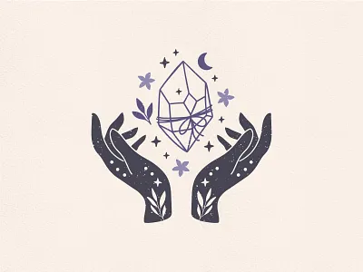 Witchy Hands with Moon Crystal bohemian boho celestial clipart crystal design esoteric floral crystal handdrawn illustration logo magic magic hands magical modern mystery mystical vector witchcraft witchy