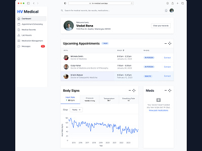 HV Medical - An Electronic Health Record app adobe app design art clean dashboard design ehr app figma inspiration minimal minimalism ui uidesign uiux user experience user interface ux uxdesign visual web