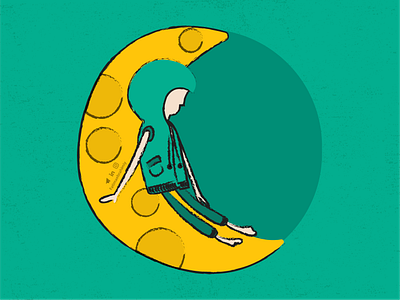 girl on moon character dasign girl graphic design illustrating illustration moon vector woman character