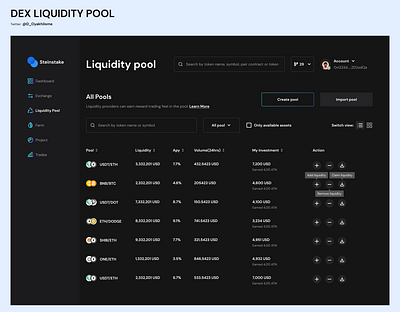 DEX LIQUIDITY POOL blockchain defi ui ux web3