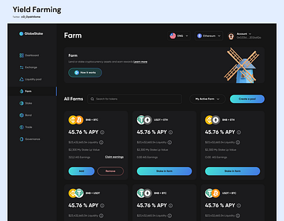 Yield Farming blockchain cryptocurrencies defi design ui ux