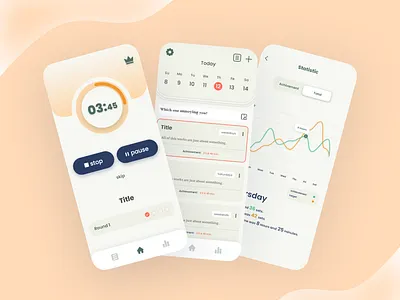 UI Design - Pomodoro - Focus timer app app application design focus graphic design light mobile mobile application pomodoro timer ui ux