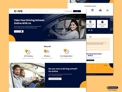 Grive - Landing Page Design car website design driving driving school driving student driving tutor grive landing page design school website ui ui design ux ux design web design website