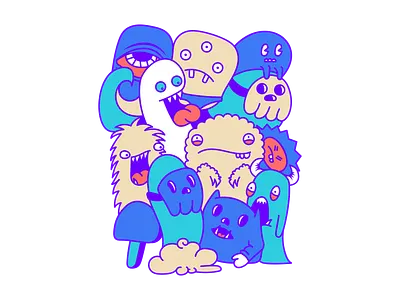 Doodle Monsters art character characters creative creative design design digital art doodle drawing face illustration monsters reactions vector