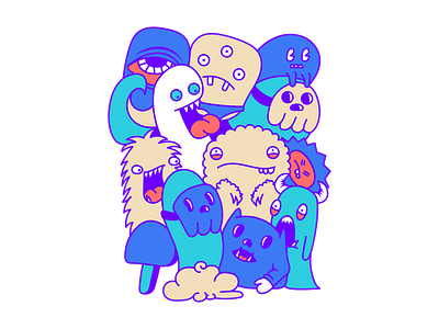Doodle Monsters art character characters creative creative design design digital art doodle drawing face illustration monsters reactions vector