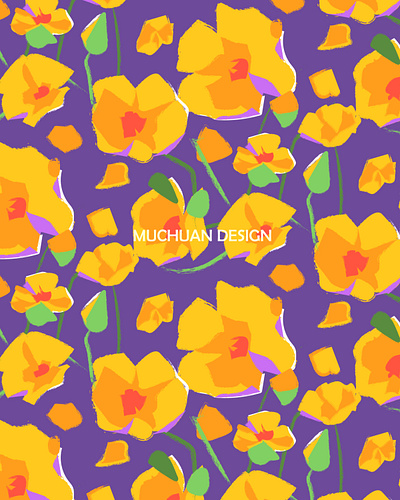 california poppy pattern design flower illustration pattern surfacedesign