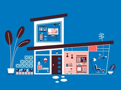 Mid‑Century Modern Hose N.06 illustration mid century retro