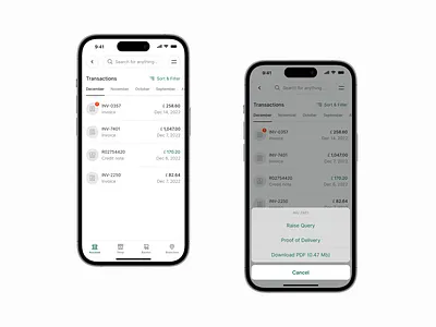 P—T 10 actions app b2b clean clear e commerce ecom ecommerce finance invoice list minimal mobile payment retail trade ui ux