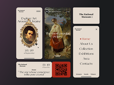 The National Museum adaptive beige branding button design bra font graphic design hero screen illustration logo menu minimalism mobile museum ticket ui ukraine ux visual web design