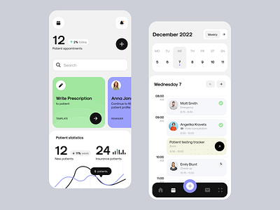 CRM for Doctors 💊 - Dashboard - mobile application brutalist crm for doctors dashboard doctor doctor app management medical app medicine minimalist mobile app petients crm ui