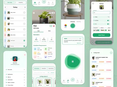 UI Design - Plant- Identify and care plants app app application design graphic design identify light mobile mobile application plant typography ui ux