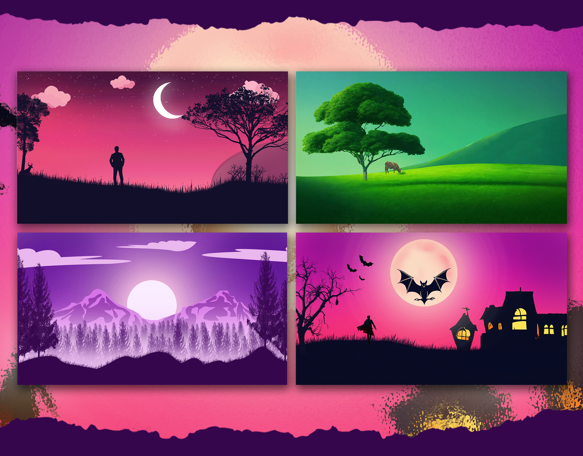 Creative Landscape Background Design adobe photoshop background design colorful background creative background digital illustration fantasy landscape graphic design illustration design landscape illustration nature background vector landscape wallpaper design