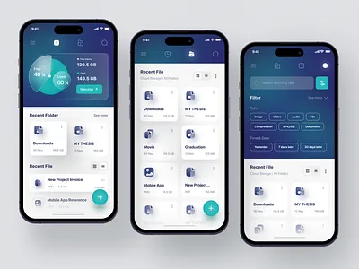 File Management App - Windblow 📂 android app app design cloud cloud storage database directory drive file file management gradient ios iphone manage management minimalist mobile app storage storage app ui