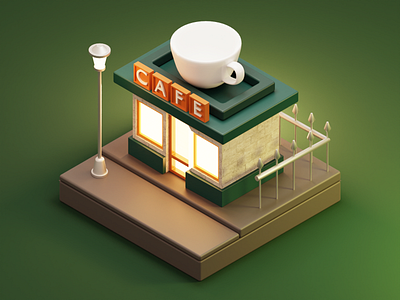 Cafe shop 3d 3d illustration blender blender3d blenderrender cafe isometric shop