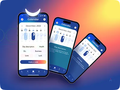 MOON CALENDAR ✨🌙🌖 3d app app design business calendar design event gradient graphic design health illustration logo love moon plan planner ui ux vector week