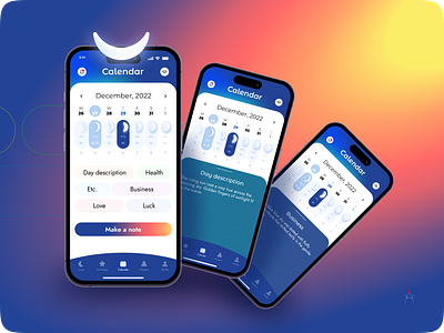MOON CALENDAR ✨🌙🌖 3d app app design business calendar design event gradient graphic design health illustration logo love moon plan planner ui ux vector week