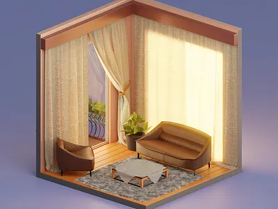 3D Living Room 3d 3d artist 3d generalist 3d illustrator 3d iso 3d model animation art blender branding design graphic design illustration interior isometric living moody motion graphics ui