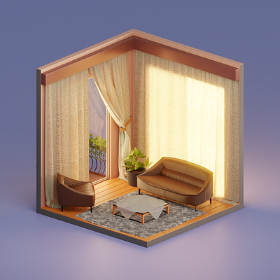 3D Living Room 3d 3d artist 3d generalist 3d illustrator 3d iso 3d model animation art blender branding design graphic design illustration interior isometric living moody motion graphics ui