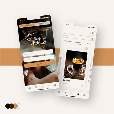 It's Coffee O'clock! app coffee shop design graphic design ui ux