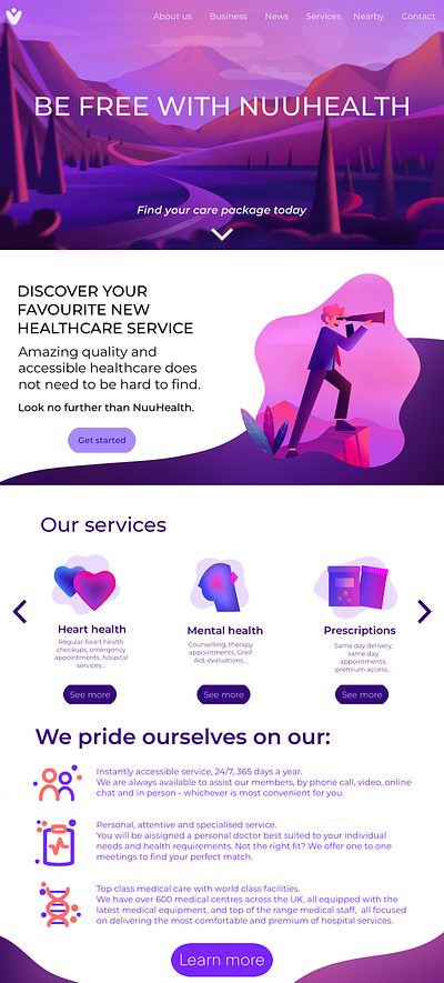 Webpage design for NUUHEALTH art branding design graphic design illustration illustrator logo ui ux vector