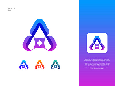 Star letter a logo a logo ai brand bright flat galaxy icon letter a light minimal star tech technology