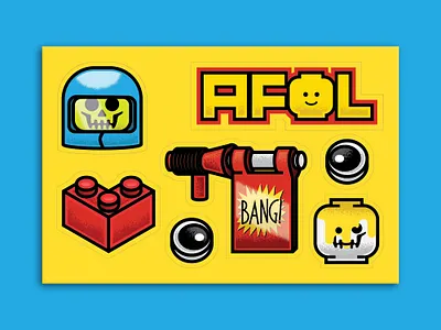 LEGO AFOL Sticker Sheet Illustration afol brick design illustration lego mini figure stickers vector
