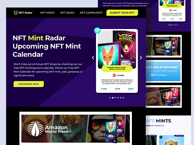 NFT Radar - Web NFT blockchain character crypto landing page mint nft nft design ui ui ux ui design uidesign web design website