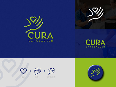 Logo Design- Cura Bangladesh brand brand identity branding care logo clinic logo cura design graphic design graphicdesign green hand health logo healthcare heart logo logo mark logotype modern logo natural organic