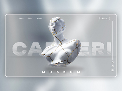 Museum 3d beautiful branding concept creative banner dribbble graphic design hero banner history landing page marble marbled sculpture shop ui ui ux design unique web