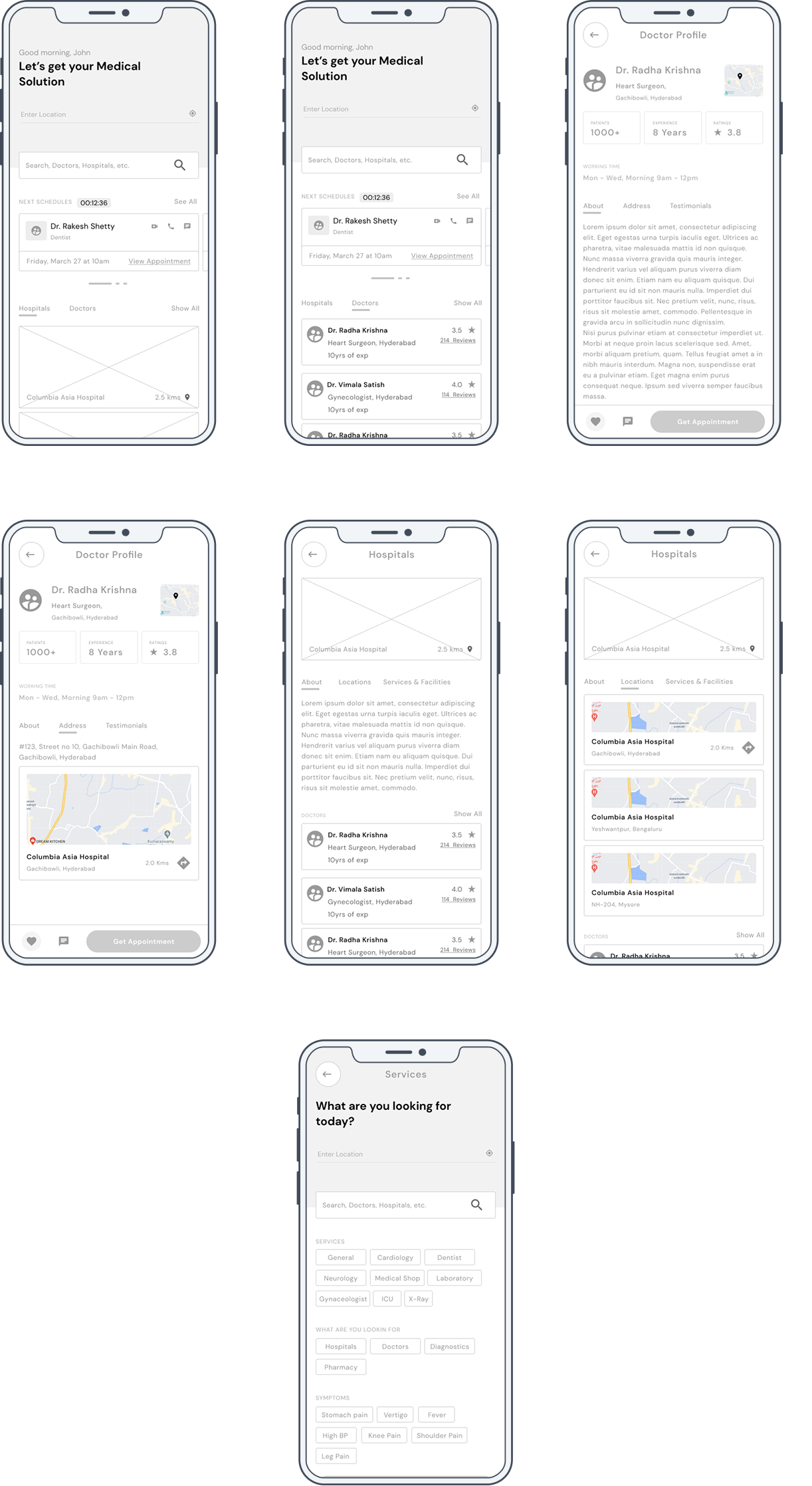 Mediconnect Wireframes creative designchallenges designinspiration homepage interaction design mobile app typography ui unique user experience user research ux wireframes