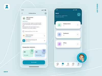 Reworker | IOS & Android app app application blue branding design flat ios mobile mobile design ui ux uxui vector web