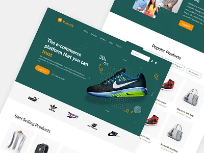 Online E-commerce landing page clean e commerce e commerce design e shop ecommerce store landing page landing page design marketplace online shop online shopping online store product shop web store ui uiux web