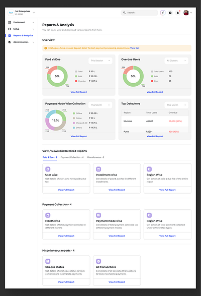 DSA Manager Reports analysis product design report ui ux