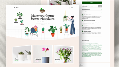 Website for PlantCalm clean design eco illustrations minimal plantwebsite userinterface vectors website