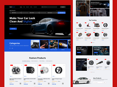 Car - Parts Website auto automobile parts autoparts black car parts clean website e commerce e commerce website landing page mechanical landing page design minimal one pager red ui design uiux web web design website