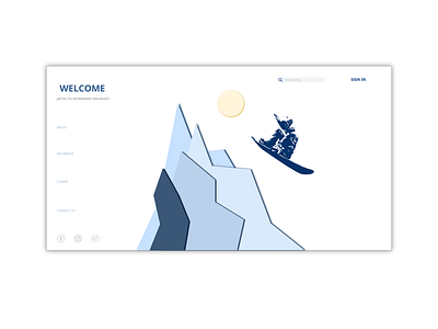 Snowboard Insurance Welcome Webpage UI design ui ui design