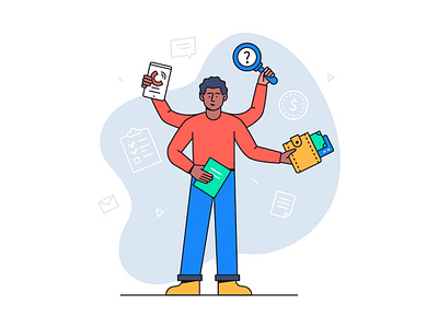 Multitasking illustration business character design finance flat design illustration management multasking style vector