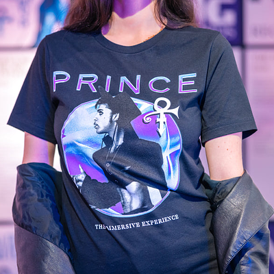 Prince - The Immersive Experience Merch Designs abstract apparel apparel design band merch band merchandise chrome design merch merchandise pop up prince retail shirt streetwear t shirt design texture tshirt typography vibrant vintage