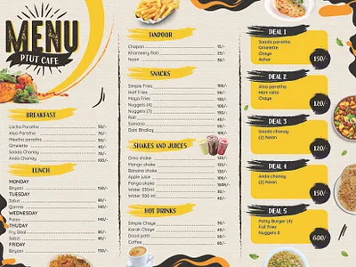 Cafeteria Menu Design- Local Startup custom design illustrator menu design print design
