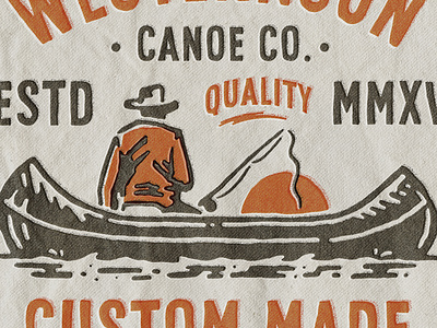 Westernsun badge design branding canoe cowboy fishing illustration t-shirt design vintage vintage badge vintage design western