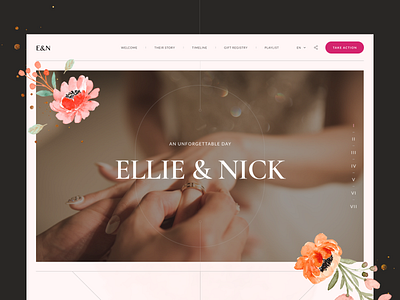 E&N wedding. Landing page composition design graphic design illustration landing page typography ui web website wedding