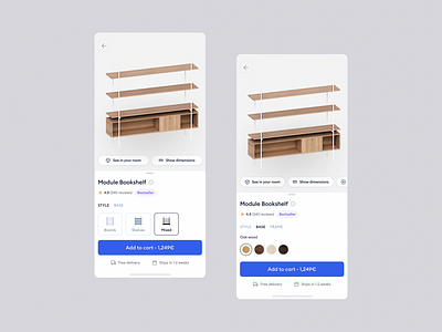 Augmenteers - Mobile configurator 3d ar augmented reality configurator ecommerce furniture mobile product design react ui design ux design web