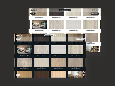 Unilin panels lookbook architecture figma infinite scroll lookbook materials sample card ui ux webdesign